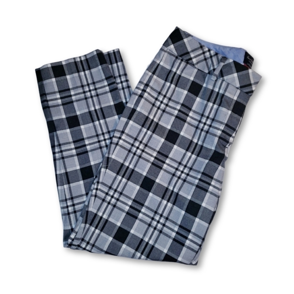 Lands' End Classic Slim Leg Plaid Pants